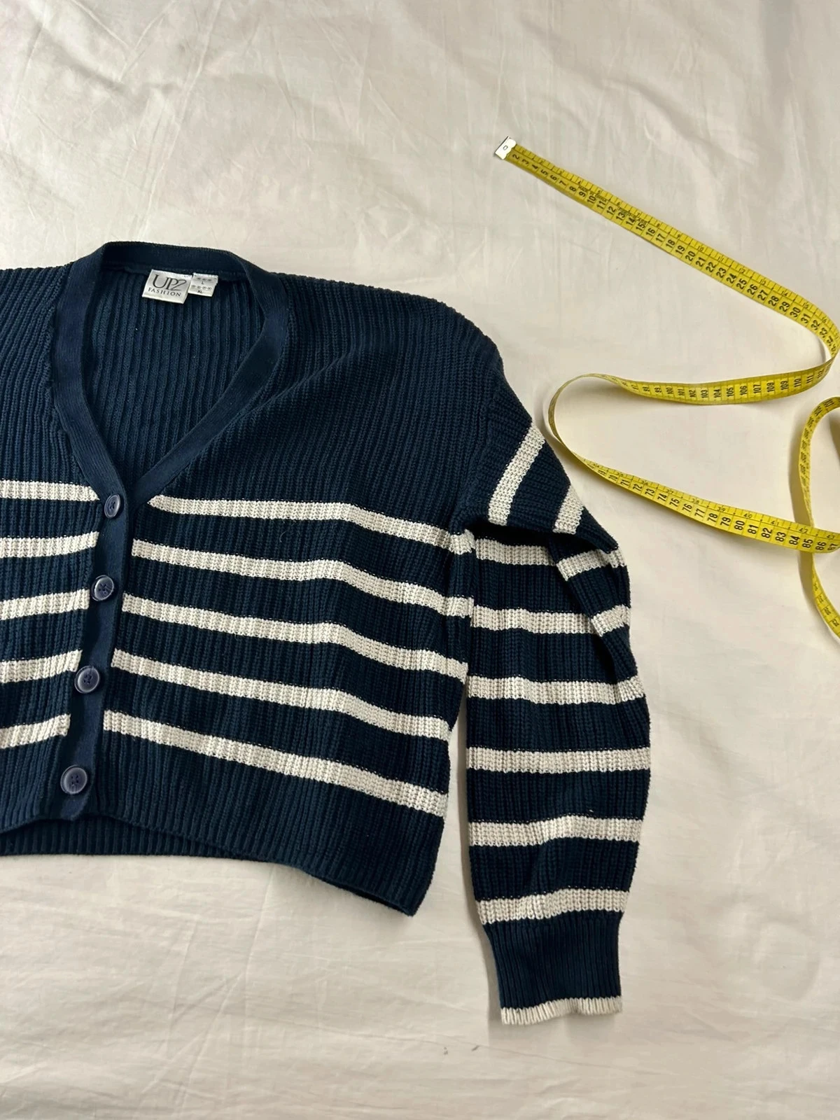 Chaqueta de cardigán azul marino con rayas blancas UP2FASHION – photo 2